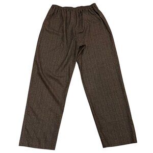Eskandar Plaid Cashmere Pull-on Pants, Brown, US 14/16